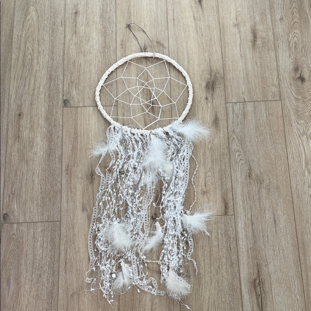 Large White Dreamcatcher with Feathers‎
